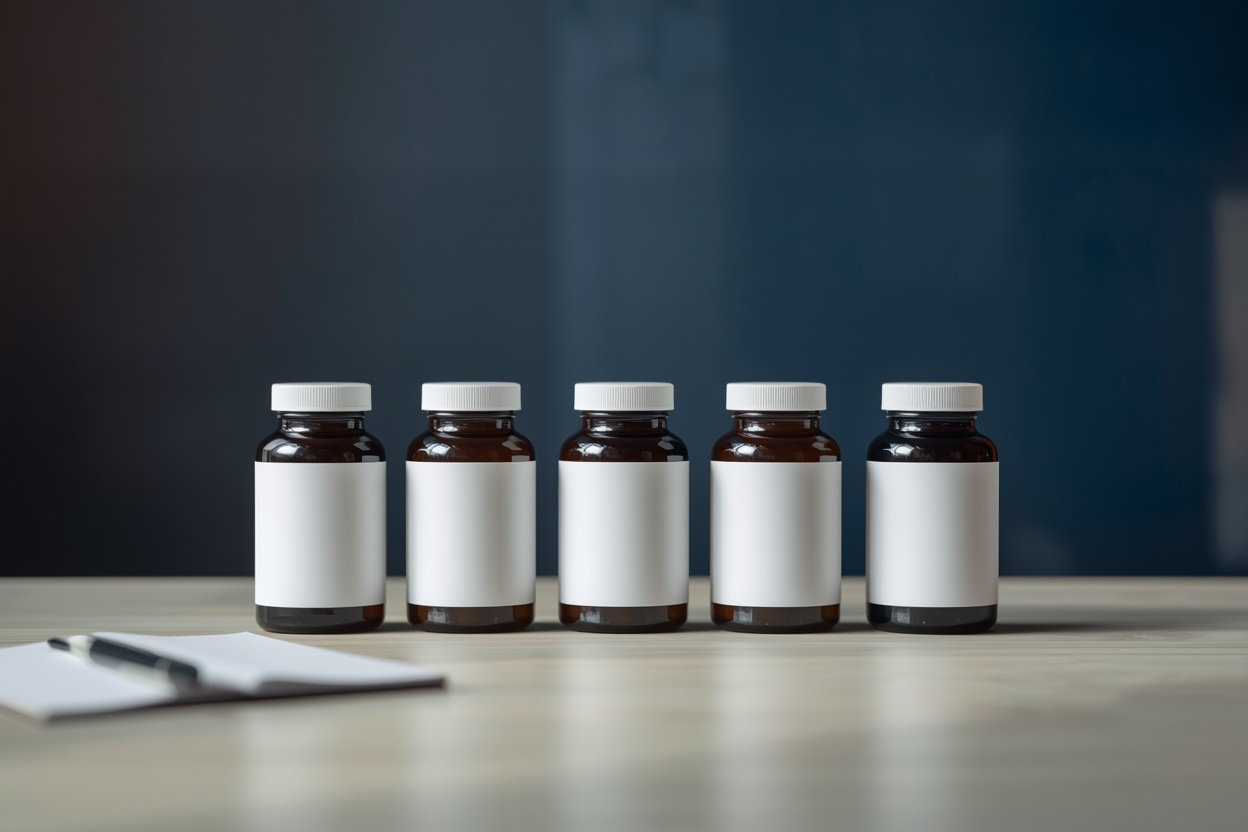 Five memory supplement bottles compared by dose and price per day