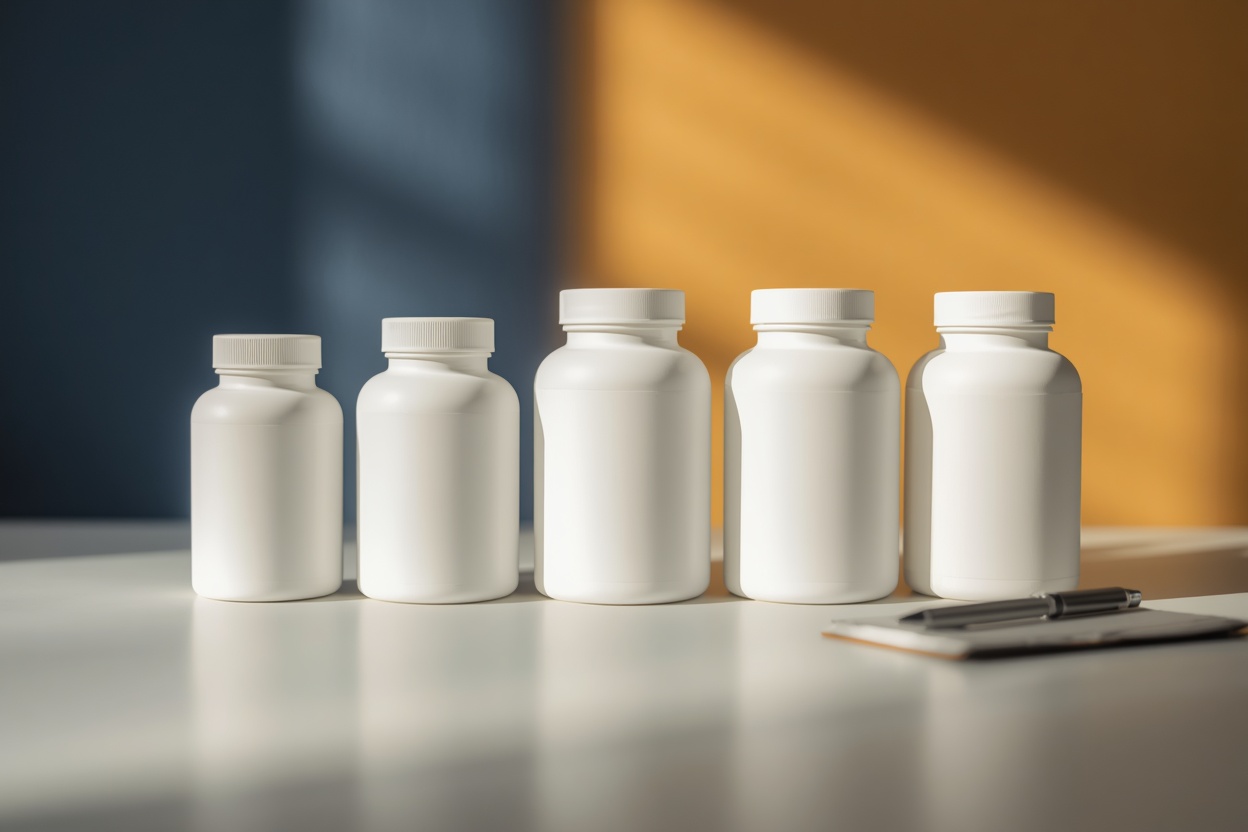 Five nootropic supplement bottles compared for focus by dose and price