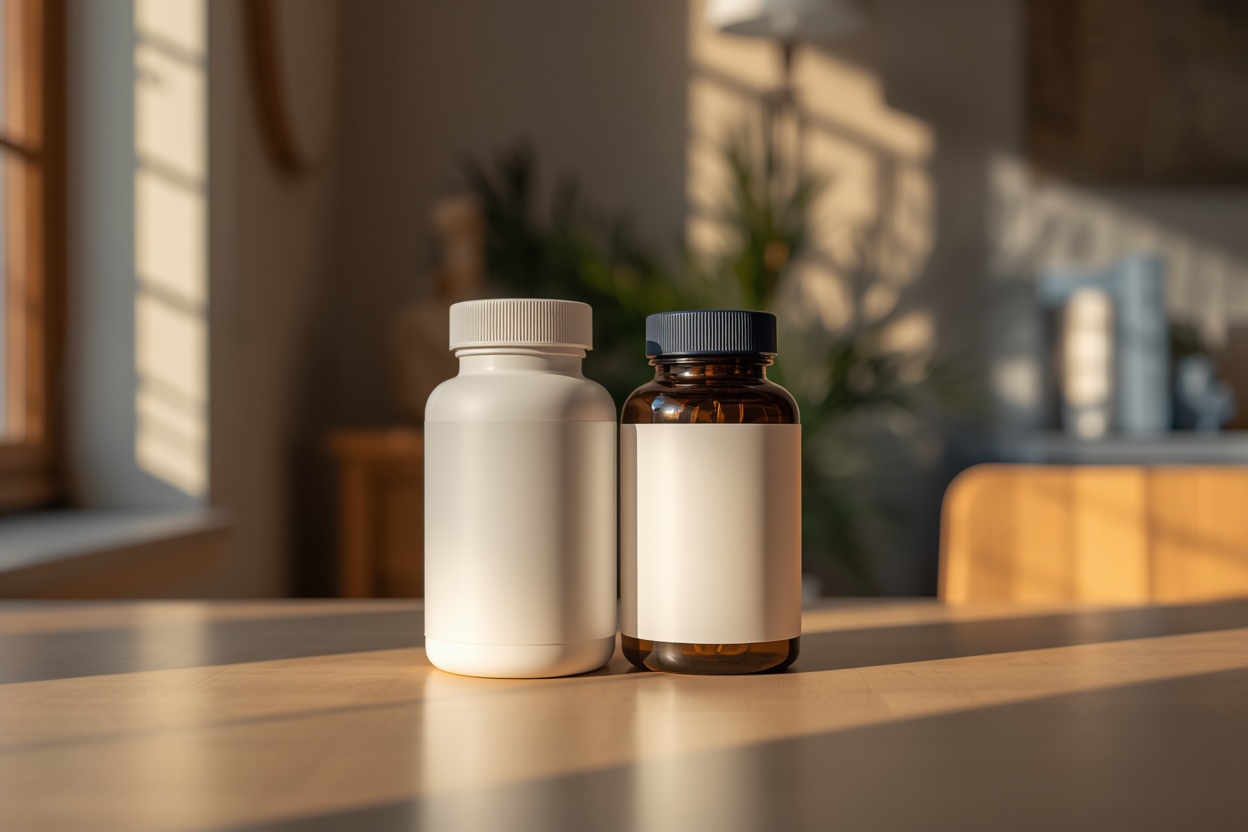 Two supplement bottles side by side for comparison